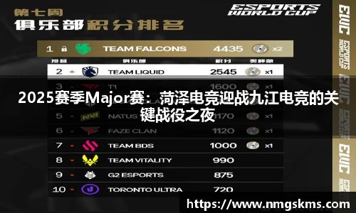 2025赛季Major赛：菏泽电竞迎战九江电竞的关键战役之夜