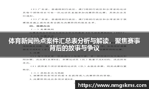 体育新闻热点案件汇总表分析与解读，聚焦赛事背后的故事与争议